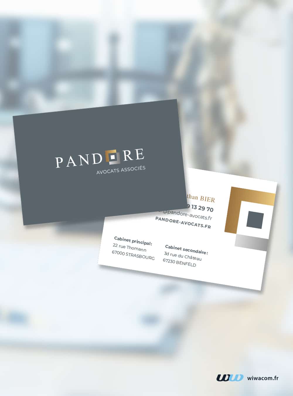 Logo et carte de visite pour Pandore Avocats