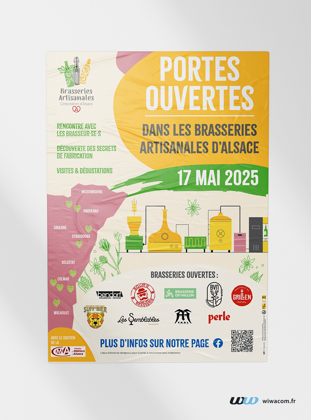 Affiche portes ouvertes pour les brasseries artisanales d'Alsace
