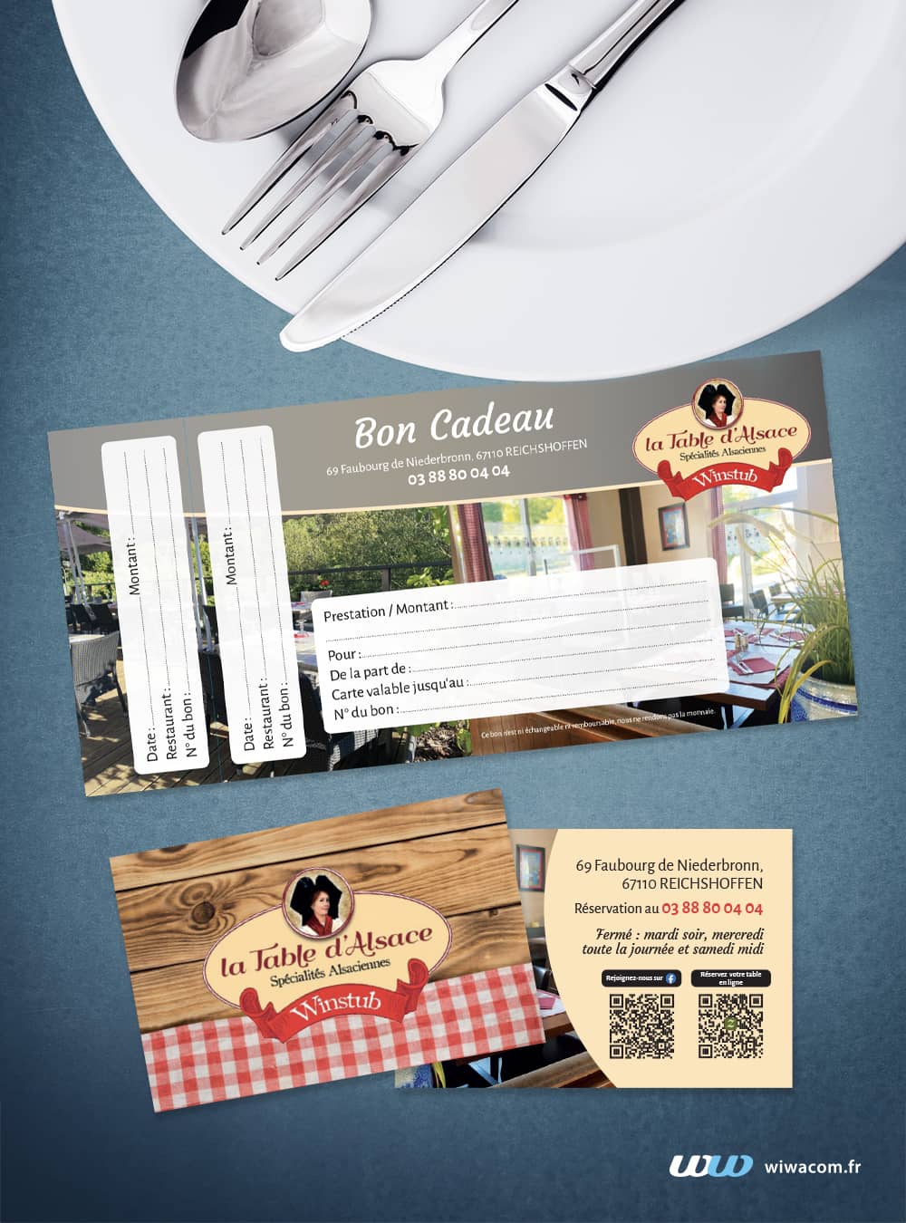 Carte de visite et bon cadeau pour la Table d'Alsace