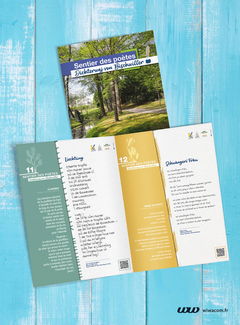 Panneau d'affichage pour le sentier des poètes à Bischwiller