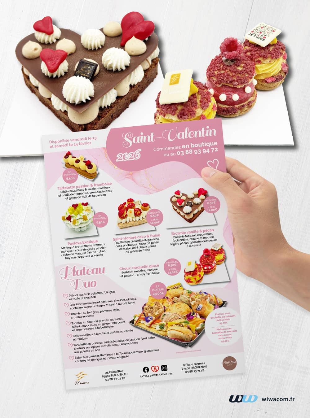 Carte de Saint Valentin 2026 pour Pâtisserie Maxime